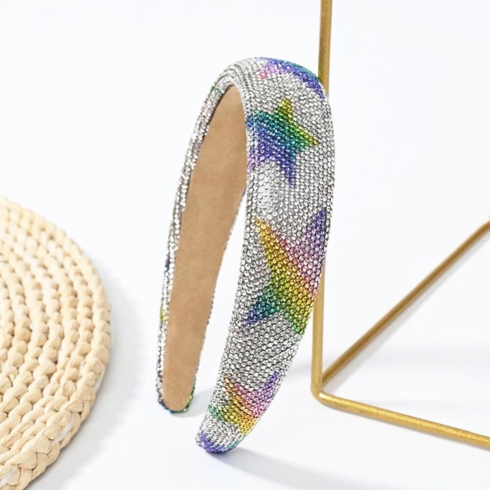 Rainbow Star Rhinestone Headband Sparkly Hair‎ Accessory